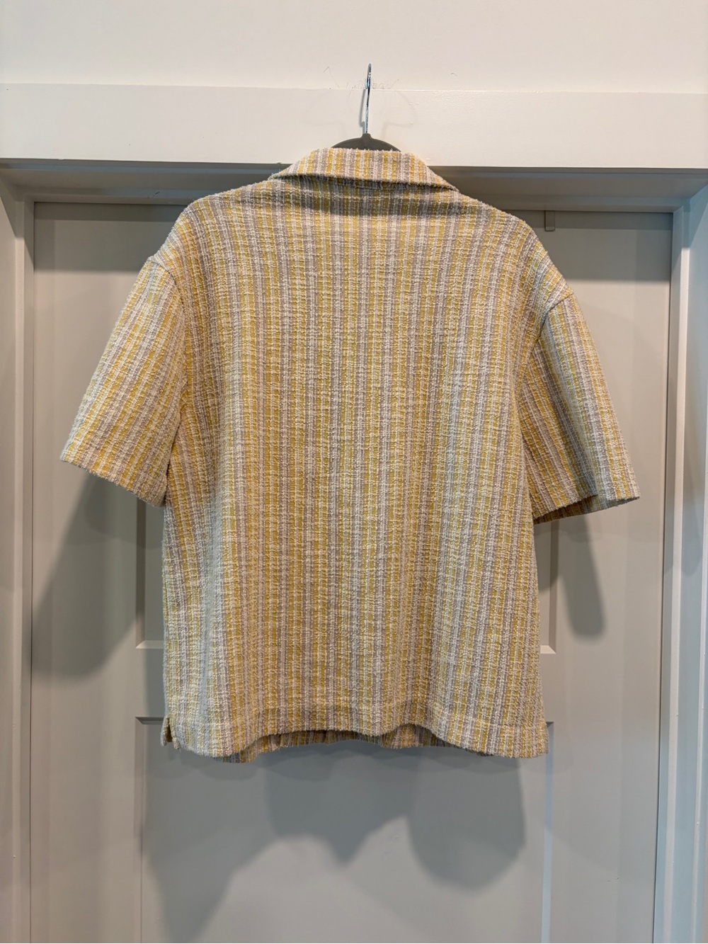 Zara Yellow Striped Short-Sleeve Button-Down Shirt - Picture 2 of 2